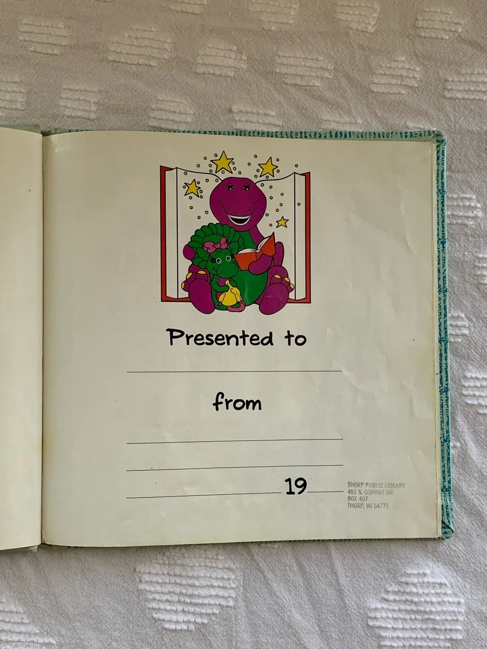 1994 Barney Says, “Please and Thank You” Kids Hardcover Picture Story Book